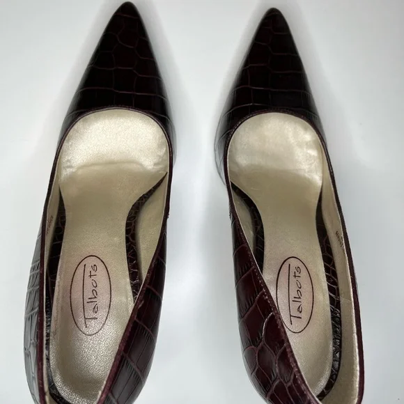 Talbots croc embossed brown stilletto heels - Picture 7 of 10